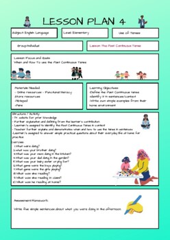 Preview of English Language Lesson 4  - The Past Continuous Tense