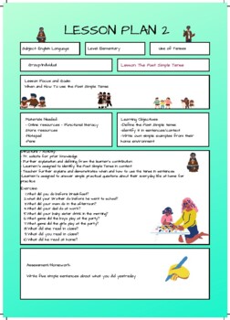 Preview of English Language Lesson Plan 2 - The Past Simple Tense