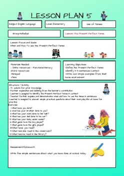 Preview of English Language Lesson Plan 5 - The Present Perfect Tense