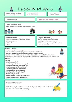 Preview of English Language Lesson Plan 6 - The Past perfect Tense