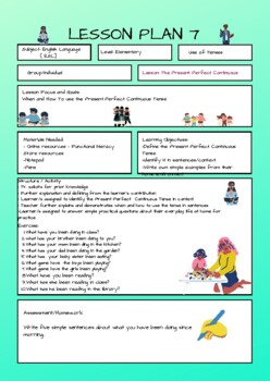 Preview of English Language Lesson Plan 7 - The Present Perfect Continuous Tense