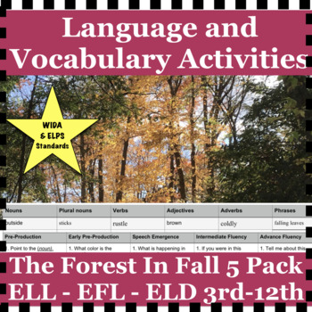 Preview of English Language & Vocabulary Activity - The Forest in Fall (3rd-12th Grade)
