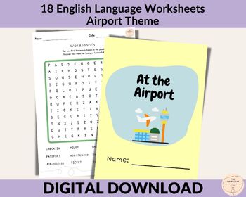 Preview of English Language Worksheets, 'At The Airport' Theme Worksheets, 3rd Grade, ESL