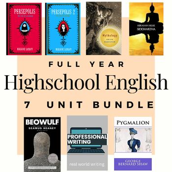 Preview of Highschool English Class 7 Unit Bundle Mythology Beowulf Persepolis & More