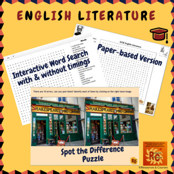 Preview of English Literature Interactive Puzzles Set 9th-12th Graders