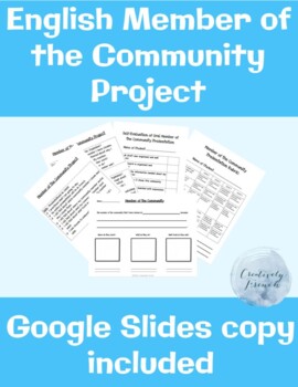 Preview of English Member of the Community Project|Social Studies | Google Slides |Editable