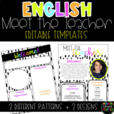 English Modern Meet the Teacher Template - EDITABLE