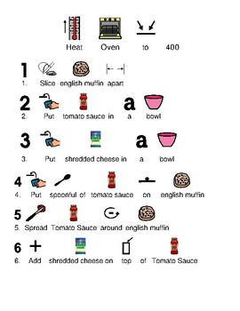 English Muffin Pizza - recipe picture supported text visual supports