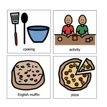Preview of English Muffin Pizzas // Core Word Recipe (Boardmaker)