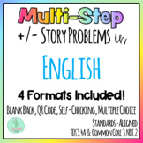 English Multi-Step Word / Story Problems Task Cards Additi