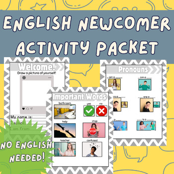 Preview of English Newcomer Packet | No English needed | Independent activities | ELL, ESL