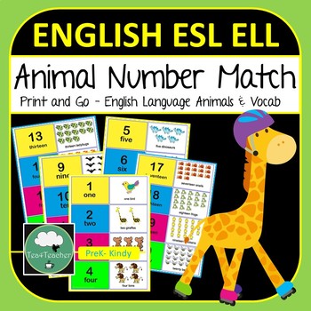 Preview of Number Match Animal Counting Cards 1-20