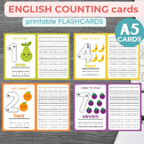 English Number Tracing Flashcards, Printable, Counting Preschool