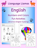 English: Numbers and Colors - Fun Activities for ESL, EAL, EFL