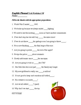 English Phrasal Verbs and Preposition Practice - 4 Worksheets