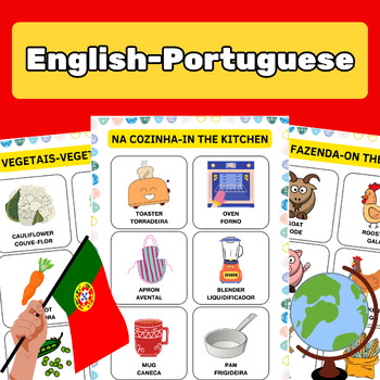Preview of English-Portuguese Basic Vocabulary Flashcards, Beginning Picture Dictionary