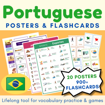 Preview of MEGA BUNDLE English Portuguese Posters and Flashcards