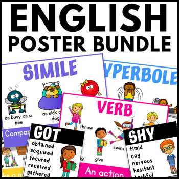 Preview of English Poster Bundle - Figurative Language  Parts of Speech More