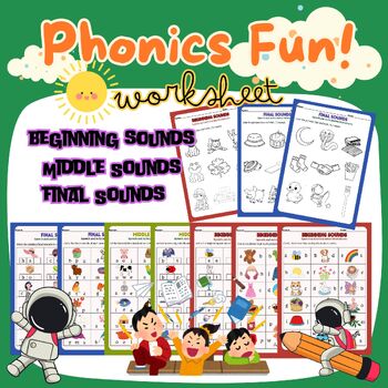 Preview of English Printable worksheets / Phonics / Beginning-Middle-Final Sounds