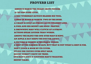 Preview of English Proverbs, Card Game, Activity Center, ESL, ELA, Fun, Literacy