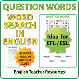 English Question Words - ESL Word Search