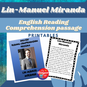 Preview of Lin-Manuel Miranda - English Biography Activity Printable for Hispanic Heritage