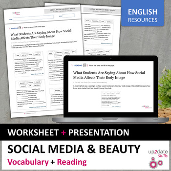 Preview of English Reading | Social Media and Body Image (worksheet + presentation)