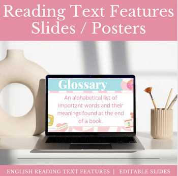 Preview of English Reading Text Features and Vocabulary | Slides and Classroom Posters