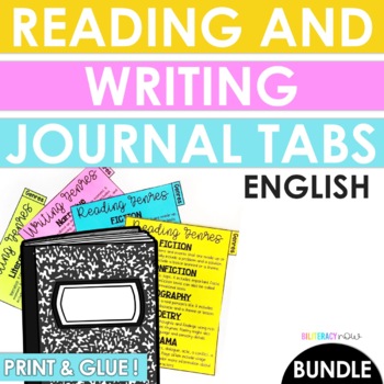 Preview of English Reading and Writing Genre Tabs for Journals BUNDLE