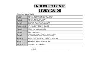 Preview of English Regents COMPREHENSIVE DETAILED GUIDE: essays, structure, outline, vocab