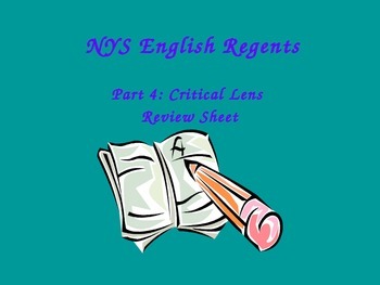 Preview of NYS English Regents Critical Lens (Quote Analysis with Evidence) Review Sheet