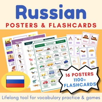 Preview of MEGA BUNDLE English Russian Posters and Flashcards