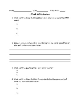 Preview of English STAAR Benchmark Self-Evaluation