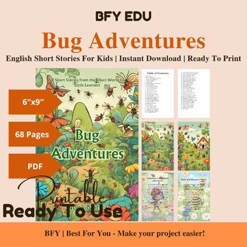 Preview of English Short Story for Kids: Bug Adventures, 60 Short Stories, 68 Pages