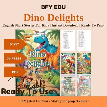 Preview of English Short Story for Kids: Dino Delights, 60 Short Stories, 68 Pages