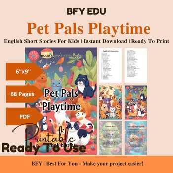 Preview of English Short Story for Kids: Pet Pals Playtime, 60 Short Stories, 68 Pages