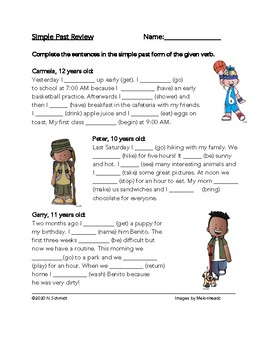 Preview of English Simple Past Reading / Worksheet: 20 Fill in the Blanks
