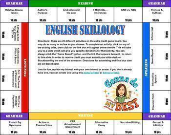 Preview of English Skillology Choice Menu Level 3
