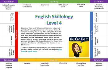 Preview of English Skillology Choice Menu Level 4