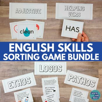 Preview of English Skills Sorting Game Bundle - Irony, Rhetorical Appeals, Poetry Terms