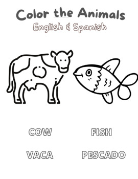 English-Spanish Animal Coloring Pages-10 Total by Prairie Ridge