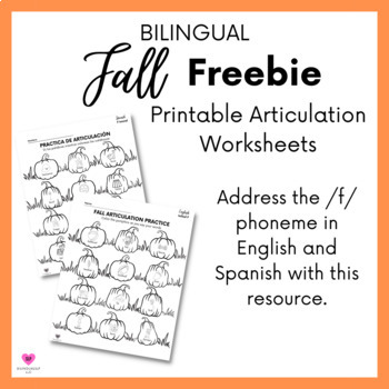 Preview of English & Spanish Articulation Fall F Sound Printable for Speech Therapy