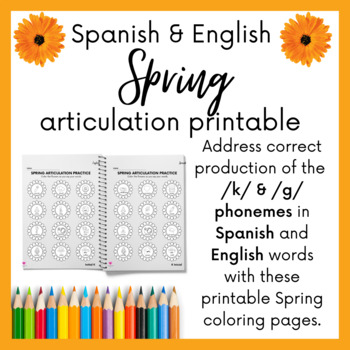 Preview of English & Spanish Articulation K & G Sound Spring Printable for Speech Therapy
