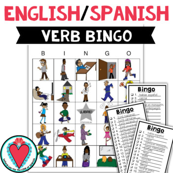 Preview of English Spanish Bingo Game Spanish Grammar Activity AR Verbs Present Progressive