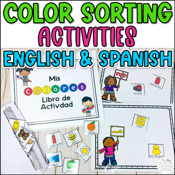 Preview of English & Spanish Color Sorting Activities for ESL, ELL, and Preschool