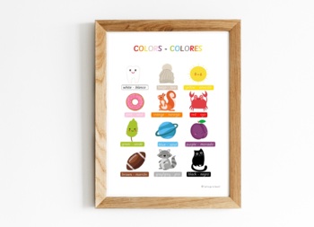 Preview of English & Spanish Colors Poster, Educational Chart, Bilingual Poster, Wall Decor