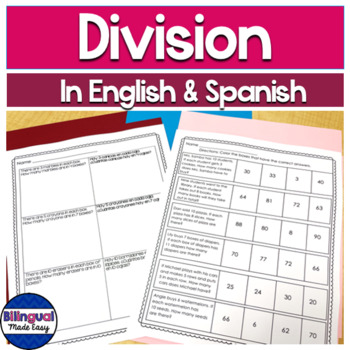 Preview of Division English and Spanish Word Problems and Fact Fluency Worksheets