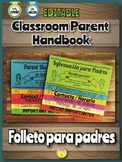 English + Spanish EDITABLE Parent Flip Book Handbook - Fol