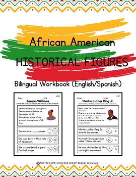 Preview of English/Spanish Early Readers Black History Month Workbook Reading Comprehension