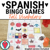 Spanish Fall Autumn Vocabulary Words Bingo Game Lotería - 